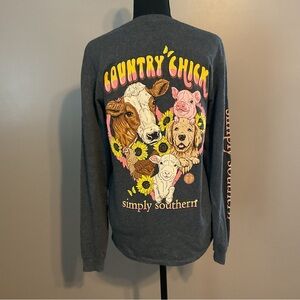 Simply Southern Charcoal Country Chick Long Sleeve Tee